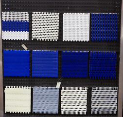 Plastic belt conveyor parts for food production line.