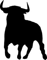 Isolated Bull Silhouette, Fighting Bull Silhouette in Vector