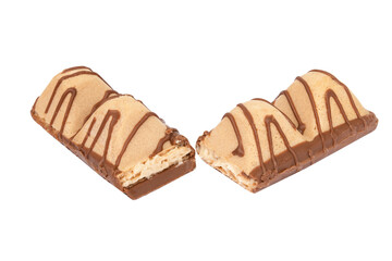 Bonbon sweets candy chocolate waffle isolated on the white background