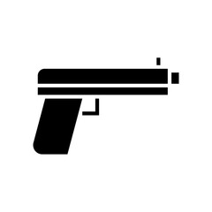 Pistol icon, full black. Vector illustration, suitable for content design, website, poster, banner, or video editing needs