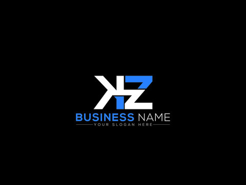 Alphabet KZ Logo Icon, Colorful Kz zk Logo Letter Vector Art With Creative White Blue Image Design For Business