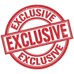 EXCLUSIVE written word on red stamp sign