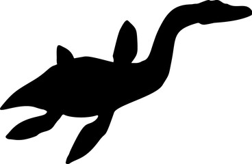 Isolated Dinosaur Silhouette, Elasmosaurus Silhouette in Vector