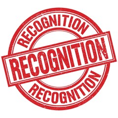 RECOGNITION written word on red stamp sign