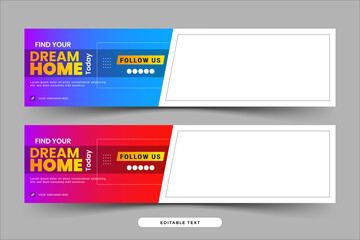 Gradient real estate social media timeline banner design