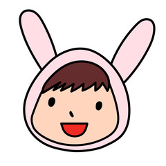 Obraz premium うさぎのフードをかぶった子供のイラスト素材