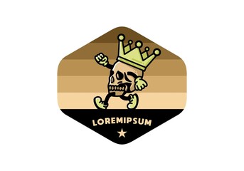 Walking skull illustration wearing a big crown