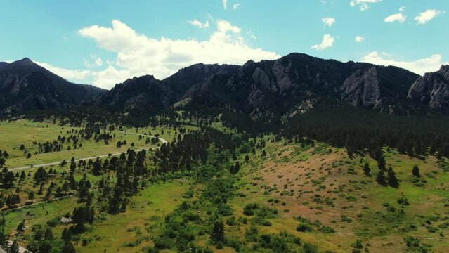 Picturesque Aerial in Heart of  Rocky Mountains, Dolly Drone Shot