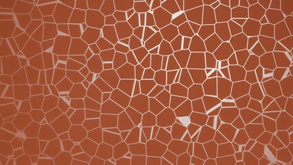 Fototapeta premium Brown tile pattern. Uneven tile textures. Abstract background of brown surface with cracks. Cracks in a brown wall.