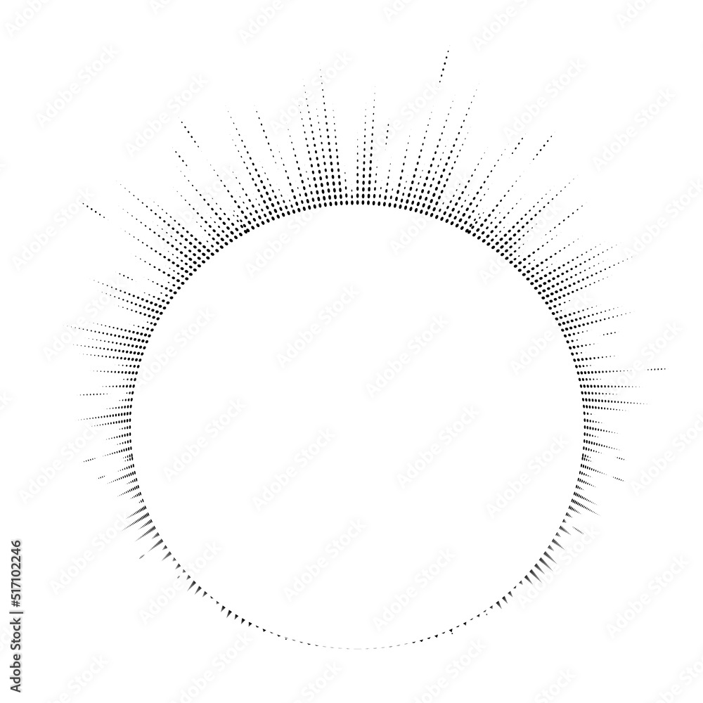 Poster bursting rays. sunburst frame. abstract equalizer element with dotted lines for design. vector illus