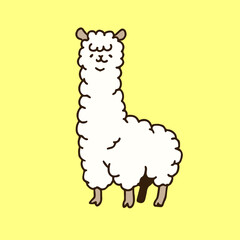 手書きのかわいいアルパカのイラスト