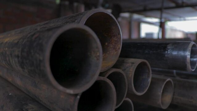 detail plane of pipes in metal industry