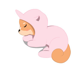 shiba inu sleeping in pajamas are slipping