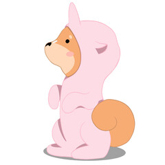 shiba inu in pajamas looking away and love you