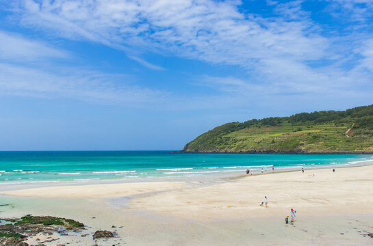 Beautiful landscape of Hamdeok Beach in Jeju Island, Korea.