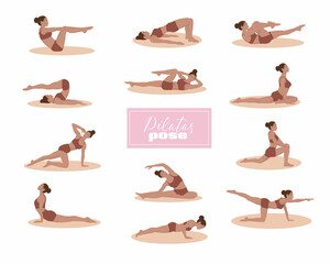 pilatas pose. Girl doing pilatas, fitness, yoga