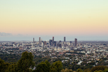 view of Brisbane City from Mount Coot-tha - obrazy, fototapety, plakaty