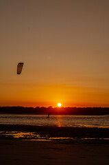 sunset on the beach kite surfing noosa rivermouth