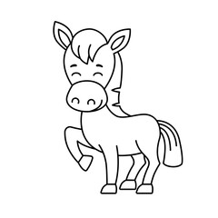 Farm animal for children coloring book. Funny vector horse in a cartoon style