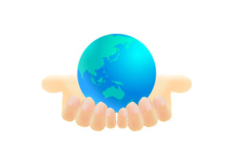 ECOな自然のイメージで地球を持つ手