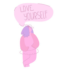 Attractive overweight lady. Female cartoon character. My body my rules. Body positive. Plus size woman. love yourself. Movement against a ban on Abortion. Trendy Modern Woman to support women rights.