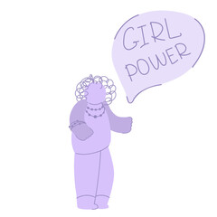 Attractive overweight lady. Female cartoon character. My body my rules. Body positive. Plus size woman. girl power. Movement against a ban on Abortion. Trendy Modern Woman to support women rights.