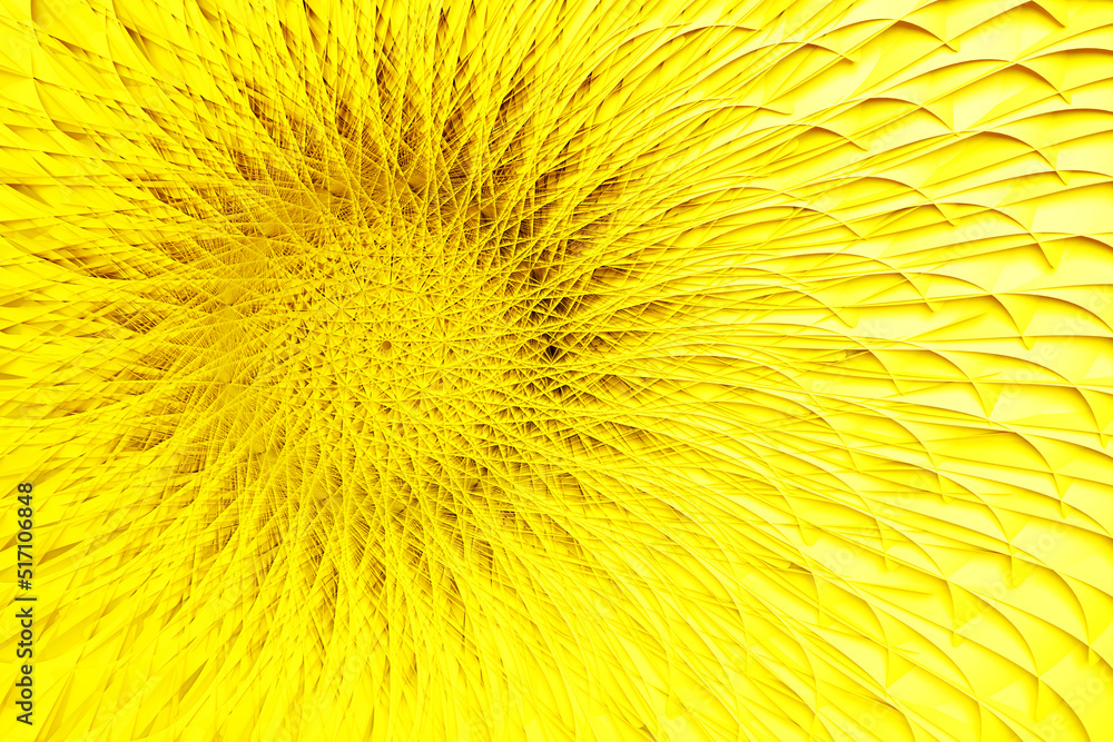 Poster 3d illustration of a yellow abstract background with geometric lines. modern graphic texture. geomet