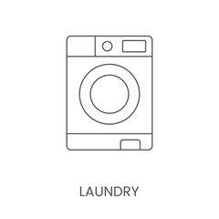 Washing machine icon, linear vector illustration.