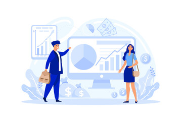 Return on business flat vector illustration