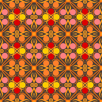 Multi-Color Morocco Seamless Pattern. Traditional Arabic Islamic Background. Vintage, Turkish, Indian style Ideal for carpet, ceramics, floor tiles. Vector Illustration.