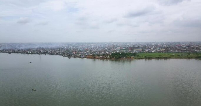 A drone view of Makoko, a slum community in Lagos Nigeria
