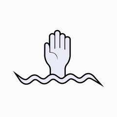 Drowning Icon. Drown, Accident Symbol in Water – Vector. 