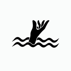 Drowning Icon. Drown, Accident Symbol in Water – Vector. 