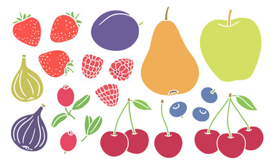 Set of local fruits and berries