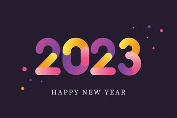 Happy new year 2023, new year numbers and text, gradient color.