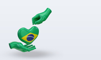 3d charity day Brazil flag rendering left view