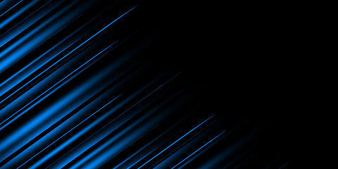 Diagonal blue line flow shiny blurred surface background realistic illustration. Bright futuristic stripes spotlight energy gradient light geometric structure