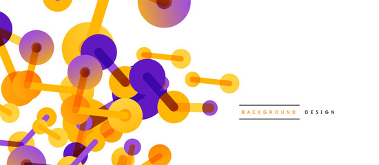 Abstract background. Round dots connected by lines. Trendy techno business template for wallpaper, banner, background or landing