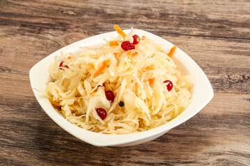 Sauerkraut with cranberry in the bowl