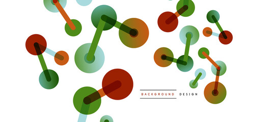 Line points connections geometric abstract background. Circles connected by lines. Trendy techno business template for wallpaper, banner, background or landing