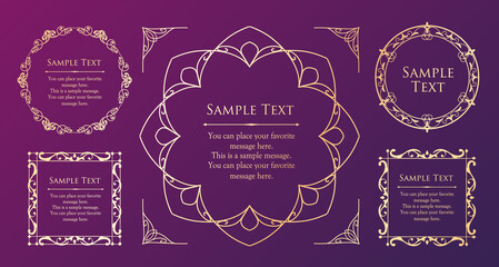 オシャレなフレーム。デザインテンプレート。ゴージャスな額のセット。