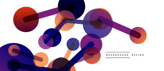 Line points connections geometric abstract background. Circles connected by lines. Trendy techno business template for wallpaper, banner, background or landing