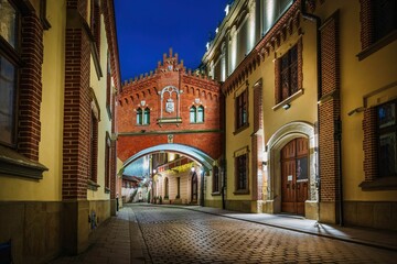 Ulica Pijarska w Krakowie z Muzeum Czartoryskich w nocy