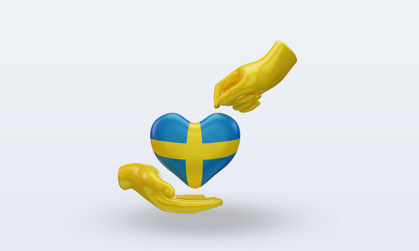 3d charity day Sweden flag rendering front view