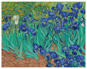 Vincent Van Gogh Irises classic art painting - obrazy, fototapety, plakaty
