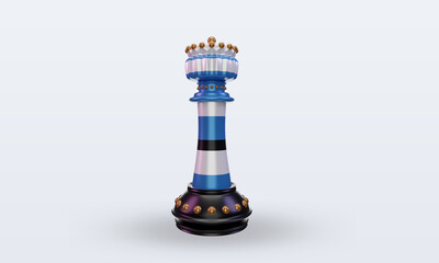 Obraz na płótnie Canvas 3d king chess Estonia flag rendering front view