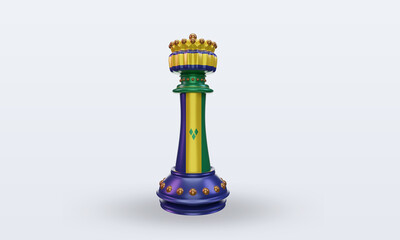 3d king chess St Vincent and the Grenadines flag rendering front view