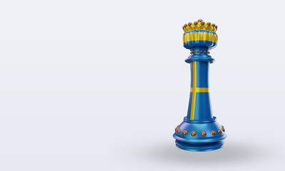 3d king chess Sweden flag rendering right view