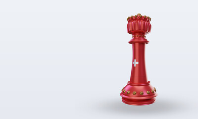 3d king chess Switzerland flag rendering right view