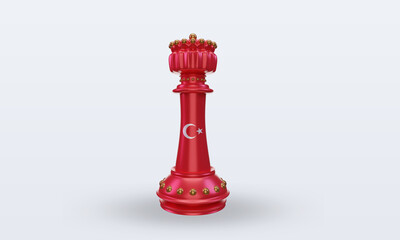 3d king chess Turkey flag rendering front view
